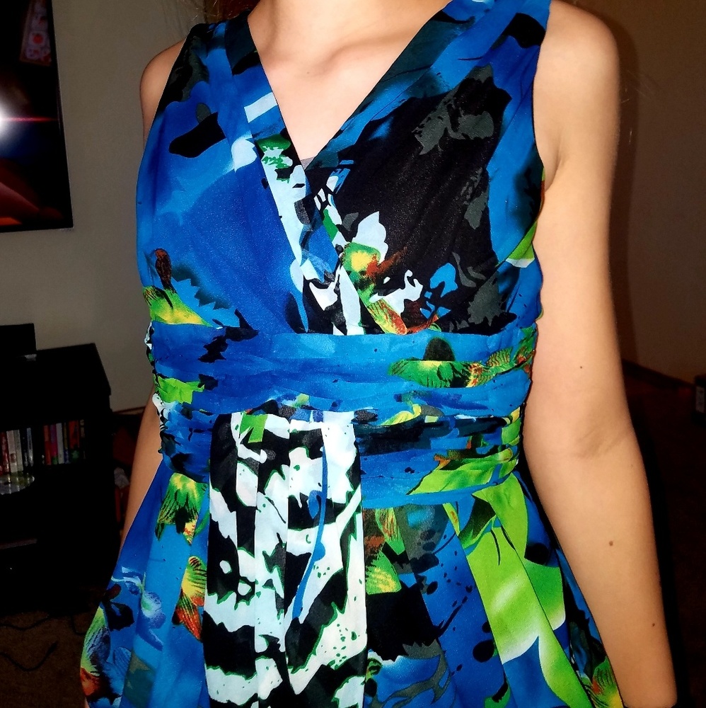 Miss sixty size2-4 green blue cocktail party dress
